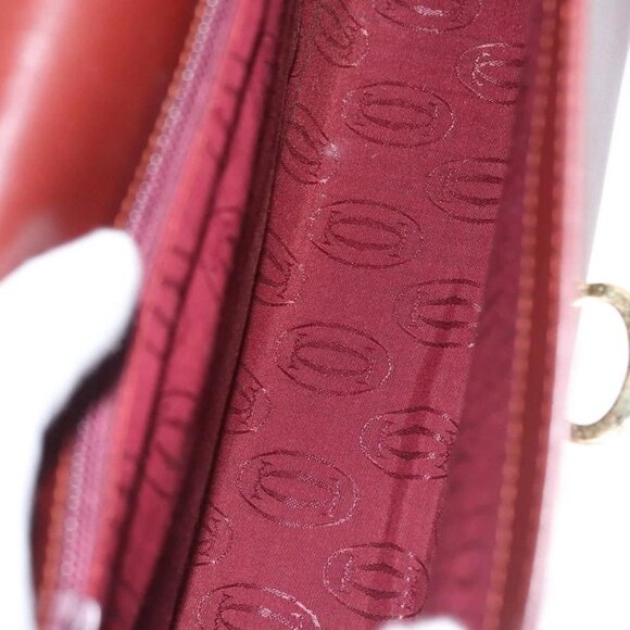 CARTIER Must Line Hand Bag Leather Bordeaux Gold Auth 122249 - Picture 12 of 16